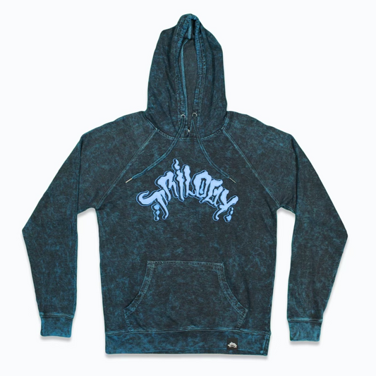 BLUE MINERAL WASH LOGO HOODIE